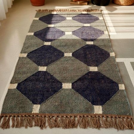 Multicolor Handcrafted Jute Vintage Dhurrie For Living